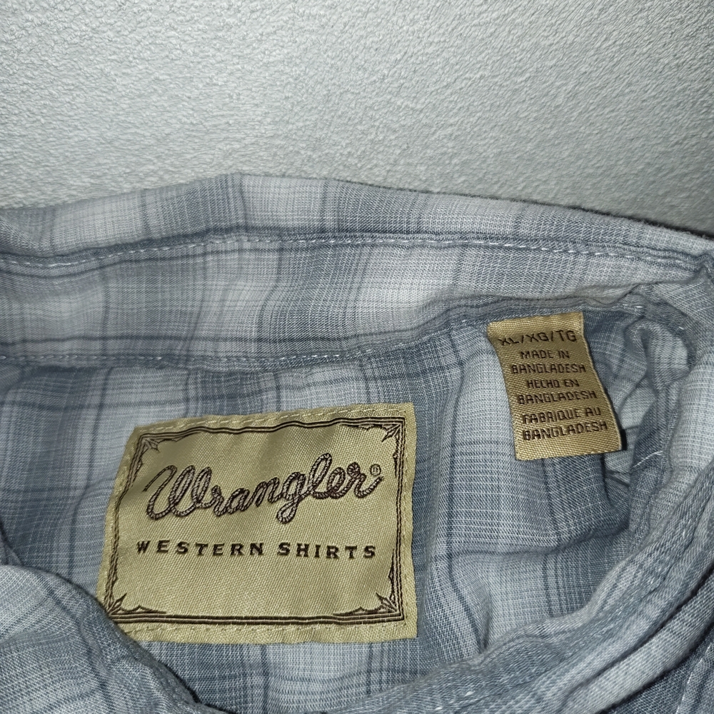Wrangler Men's Long Sleeve Western Shirt Plaid Pearl snap Button Size XL - Picture 3 of 4